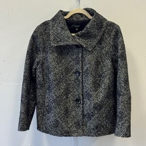 Talbots Women's Petites Wool Blend Plaid Jacket Pea Coat Metallic 16WP Fall